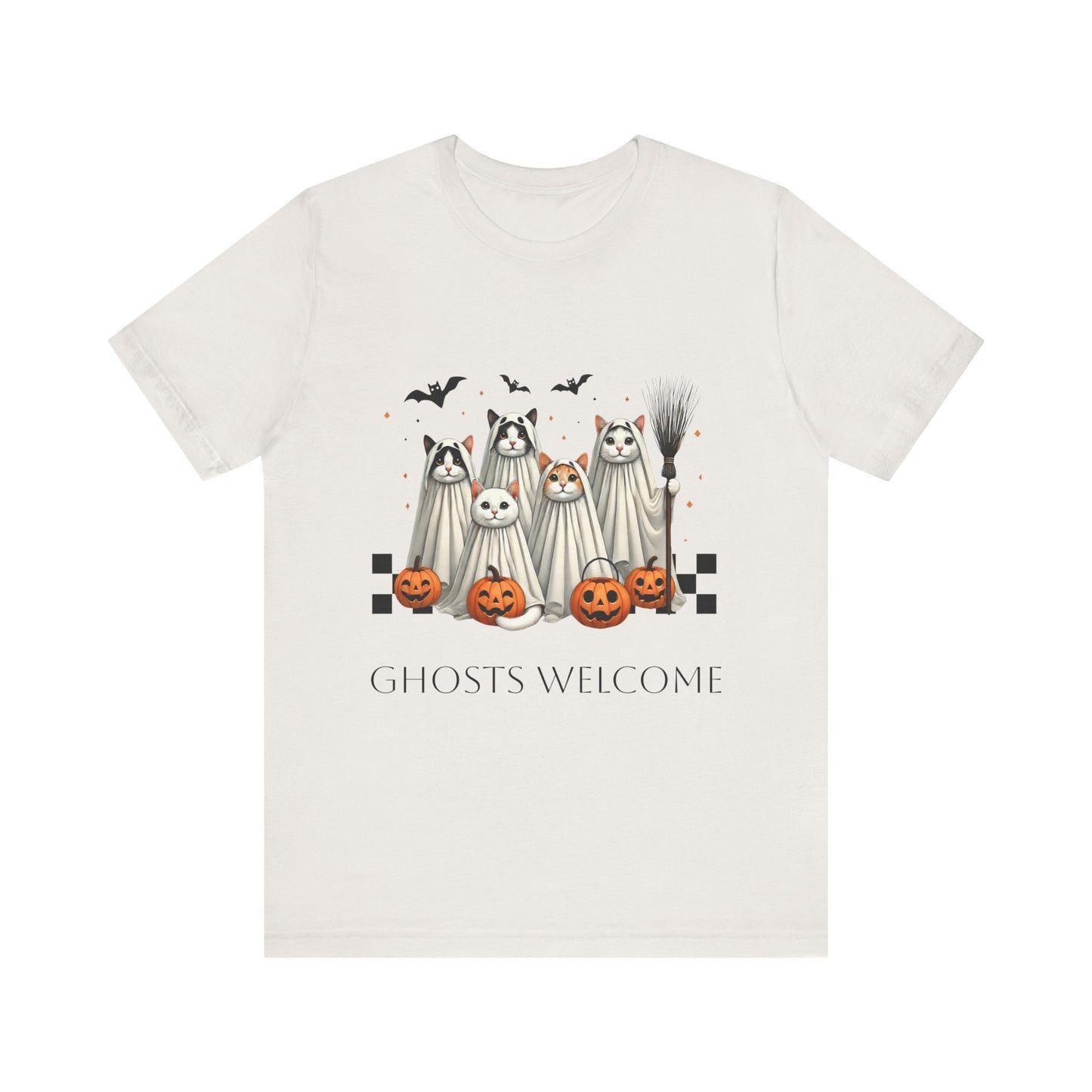 Ghost Cats Halloween Unisex Short Sleeve Tee