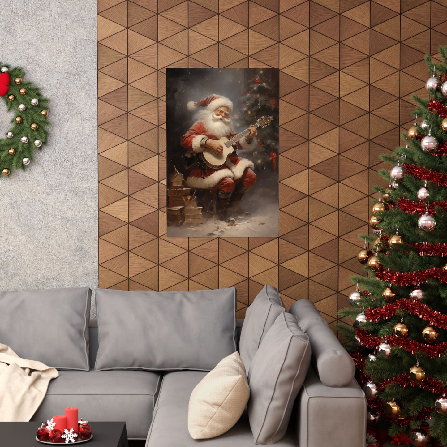 Santa Serenades Christmas Poster Wall Art in 3 Sizes