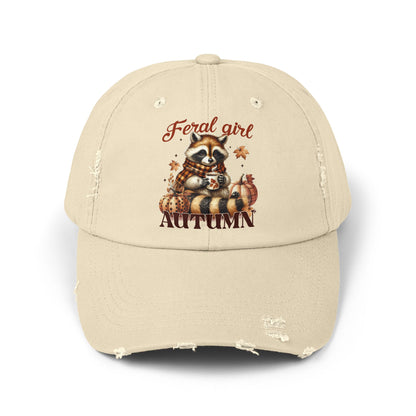 Feral Girl Autumn Racoon Distressed Cap