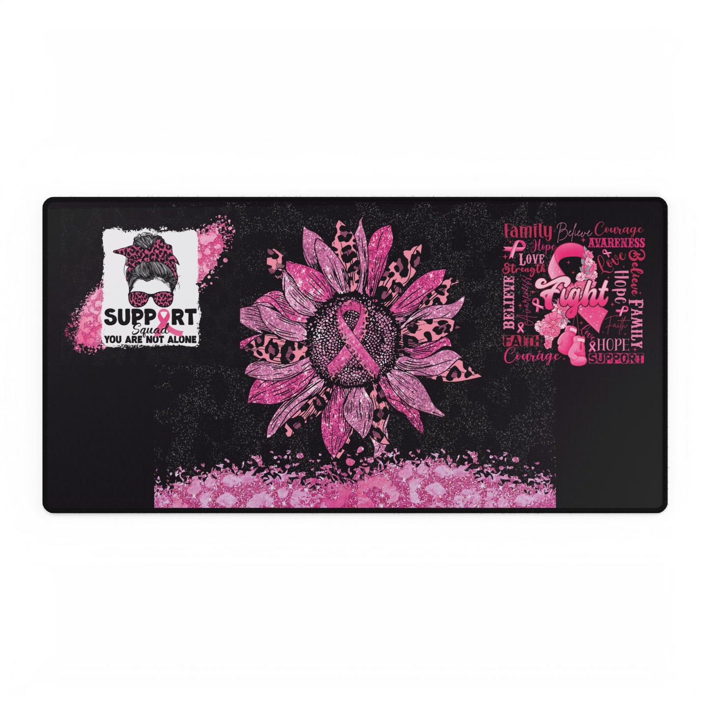 Pink Ribbon Support Squad Desk Mats Mouse Pads in 3 Sizes