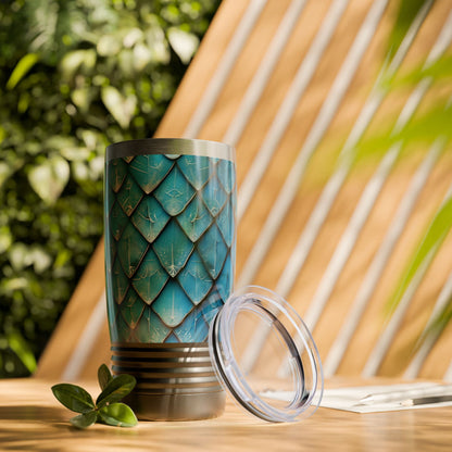 Turquoise Dragon Scales Ringneck Tumbler, 20oz