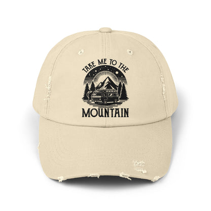 Take Me To The Mountain Unisex Distressed Cap