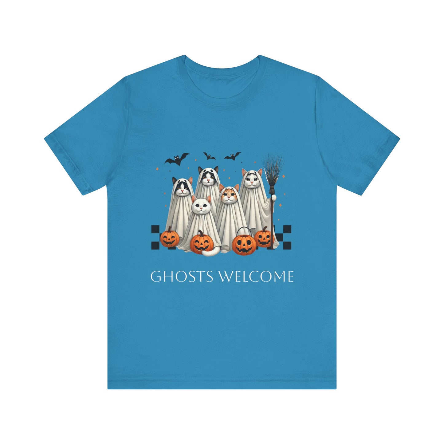 Ghost Cats Halloween Unisex Short Sleeve Tee