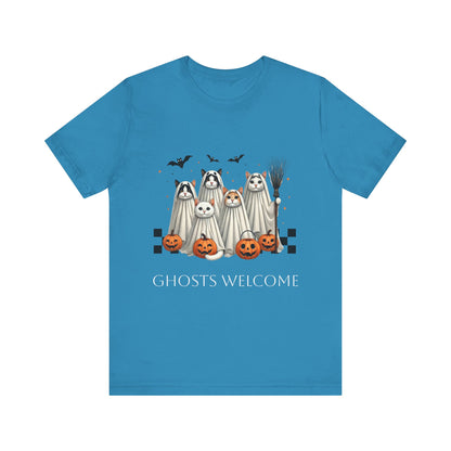 Ghost Cats Halloween Unisex Short Sleeve Tee