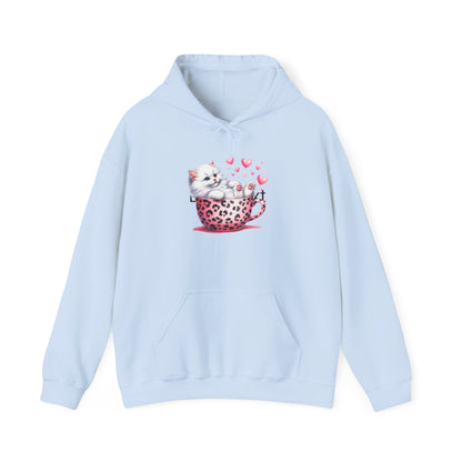 Valentine Teacup White Kitten Love Hoodie