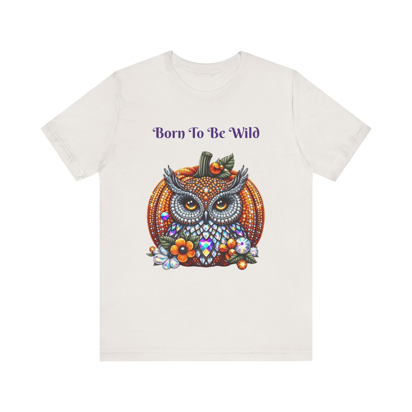 Born To Be Wild Disco Ball Pumpkin & Owl Halloween Unisex Short Sleeve Tee