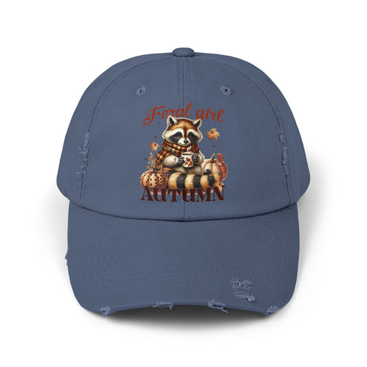 Feral Girl Autumn Racoon Distressed Cap