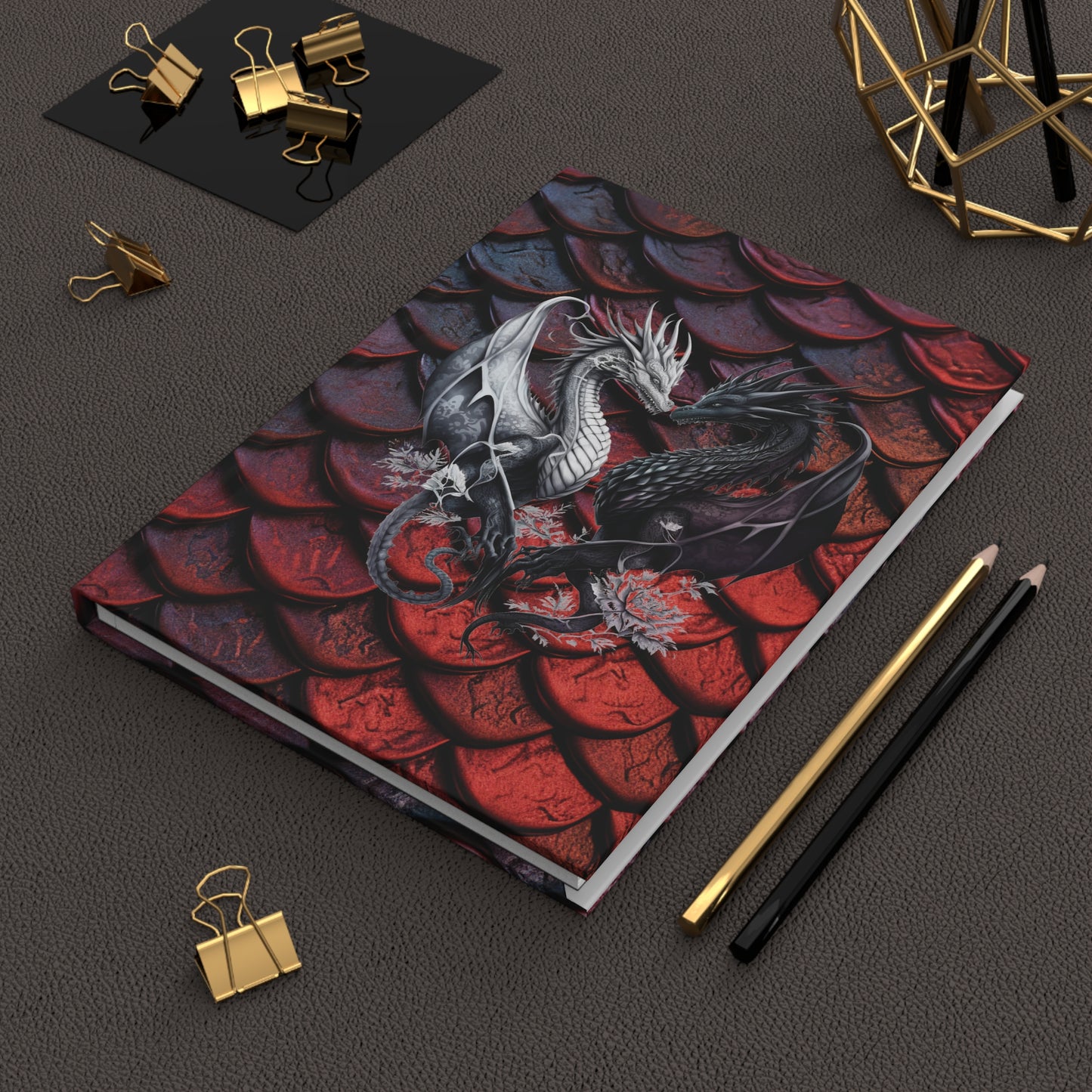 Shades of Crimson Dragon Scales Hardcover Journal