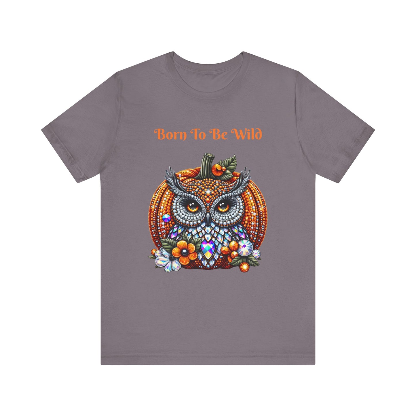 Born To Be Wild Disco Ball Pumpkin & Owl Halloween Unisex Short Sleeve Tee