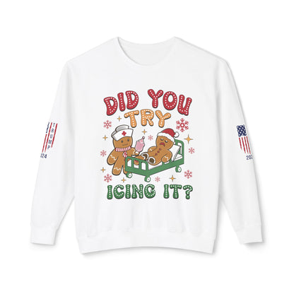 Gingerbread Nurse Holiday Lightweight Crewneck Sweatshirt