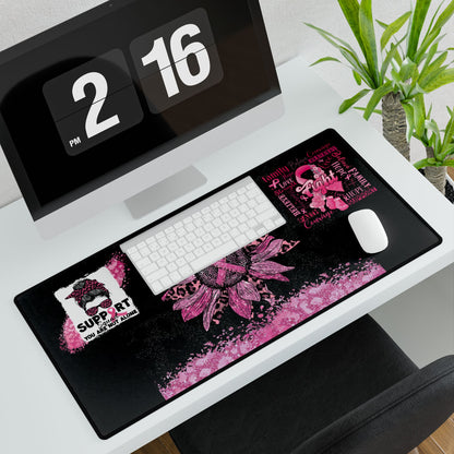 Pink Ribbon Support Squad Desk Mats Mouse Pads in 3 Sizes