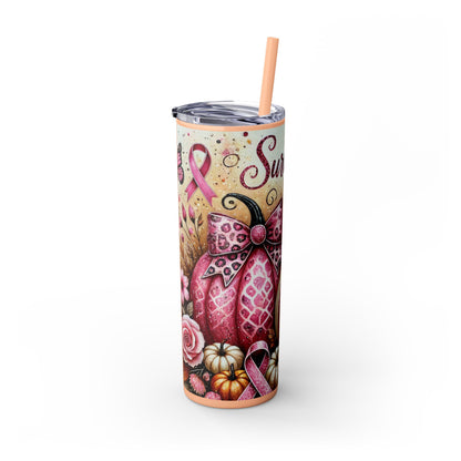 Breast Cancer Survivor Skinny Tumbler with Straw, 20oz