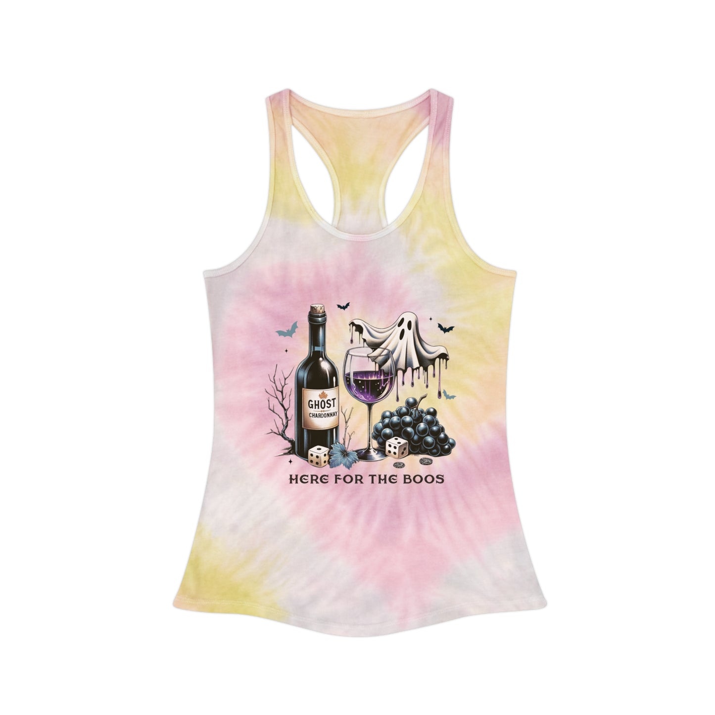 Here For The Boos Halloween Tie Dye Racerback Tank Top