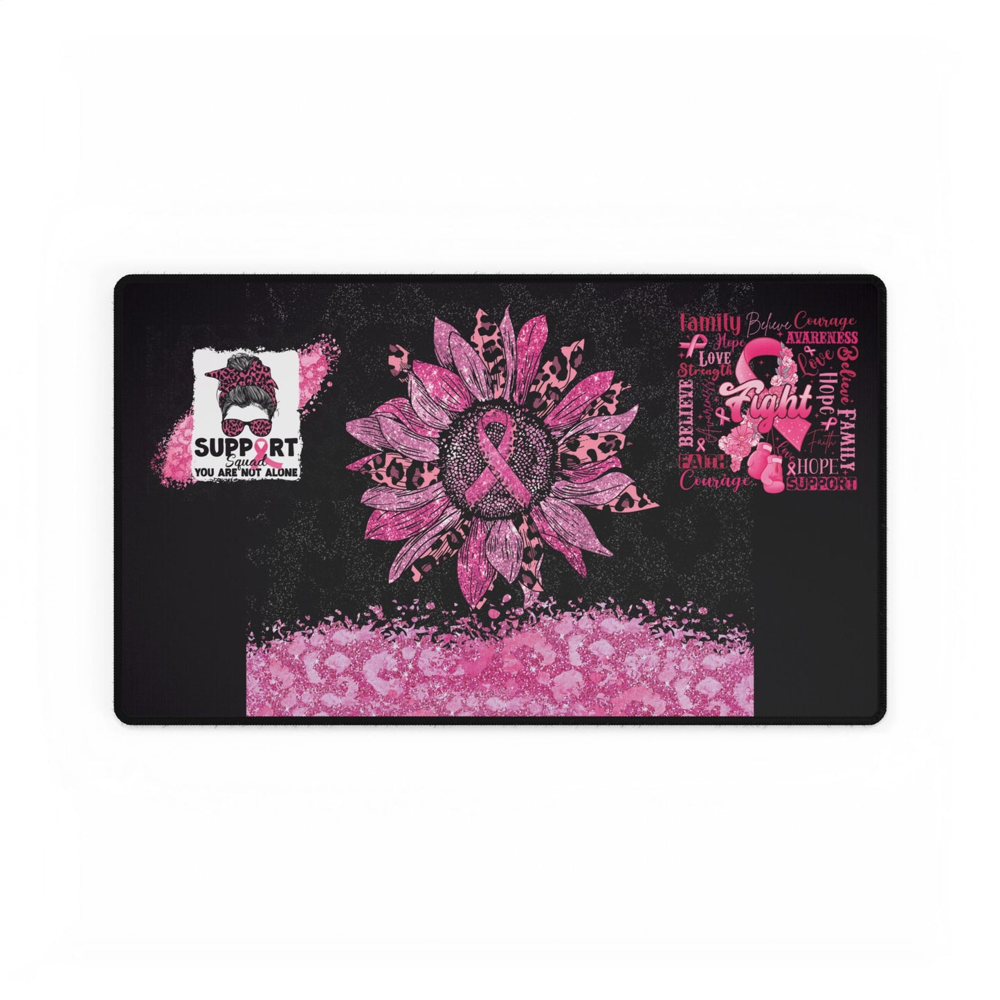 Pink Ribbon Support Squad Desk Mats Mouse Pads in 3 Sizes