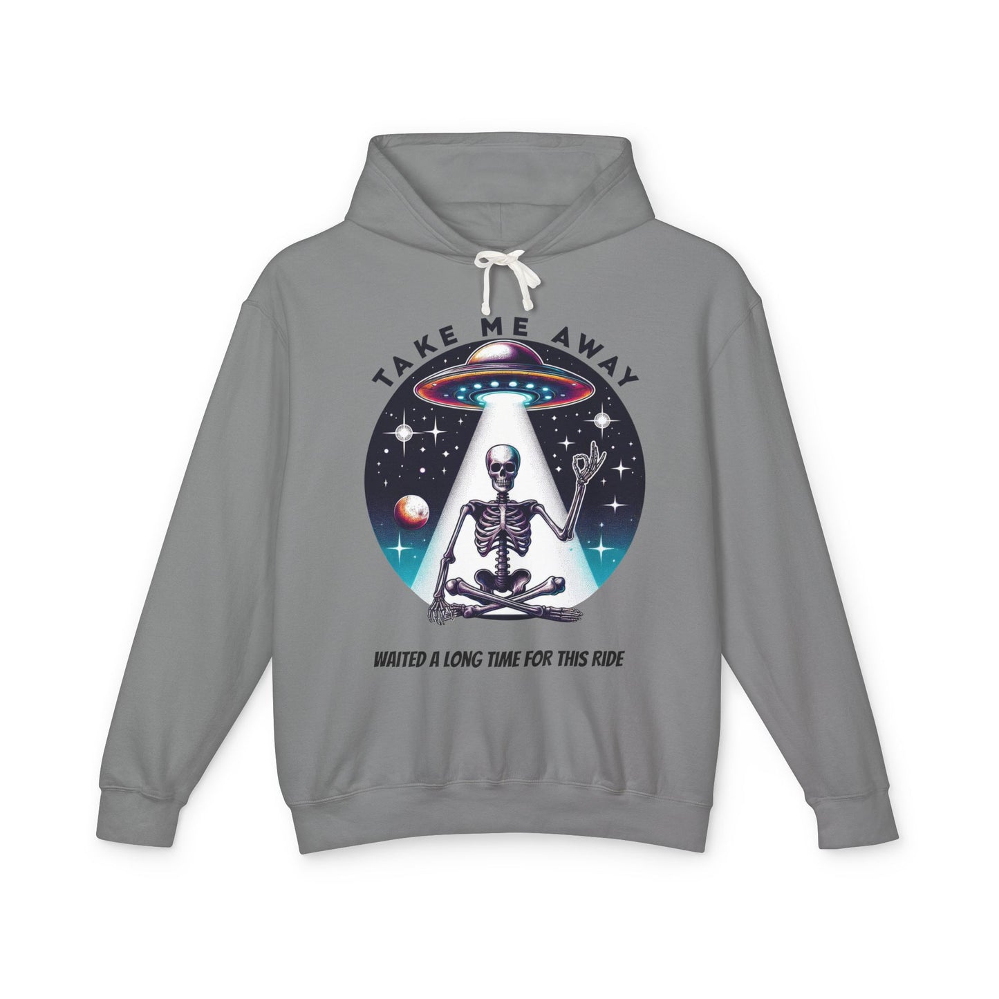 Take Me Away Alien Spaceship Unisex Lightweight Hooded Sweatshirt