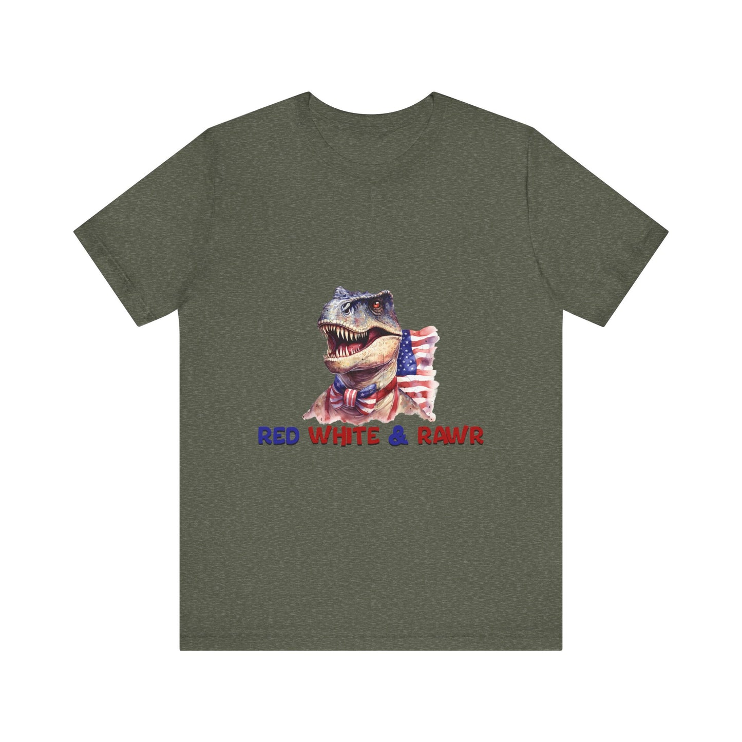 Red White and Rawr Dinosaur Streetwear Unisex Short Sleeve Tee