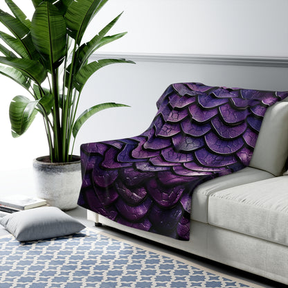 Deep Purple Dragon Scales Sherpa Fleece Blanket Throw