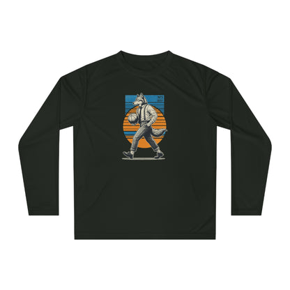 Wolfman Playing Basketball Performance Moisture Wicking Long Sleeve Shirt