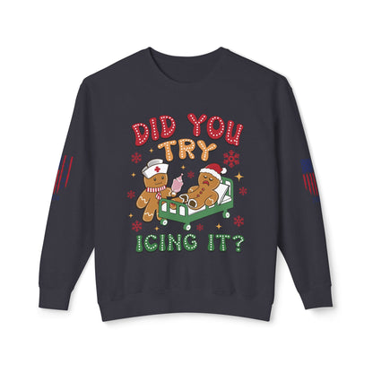 Gingerbread Nurse Holiday Lightweight Crewneck Sweatshirt