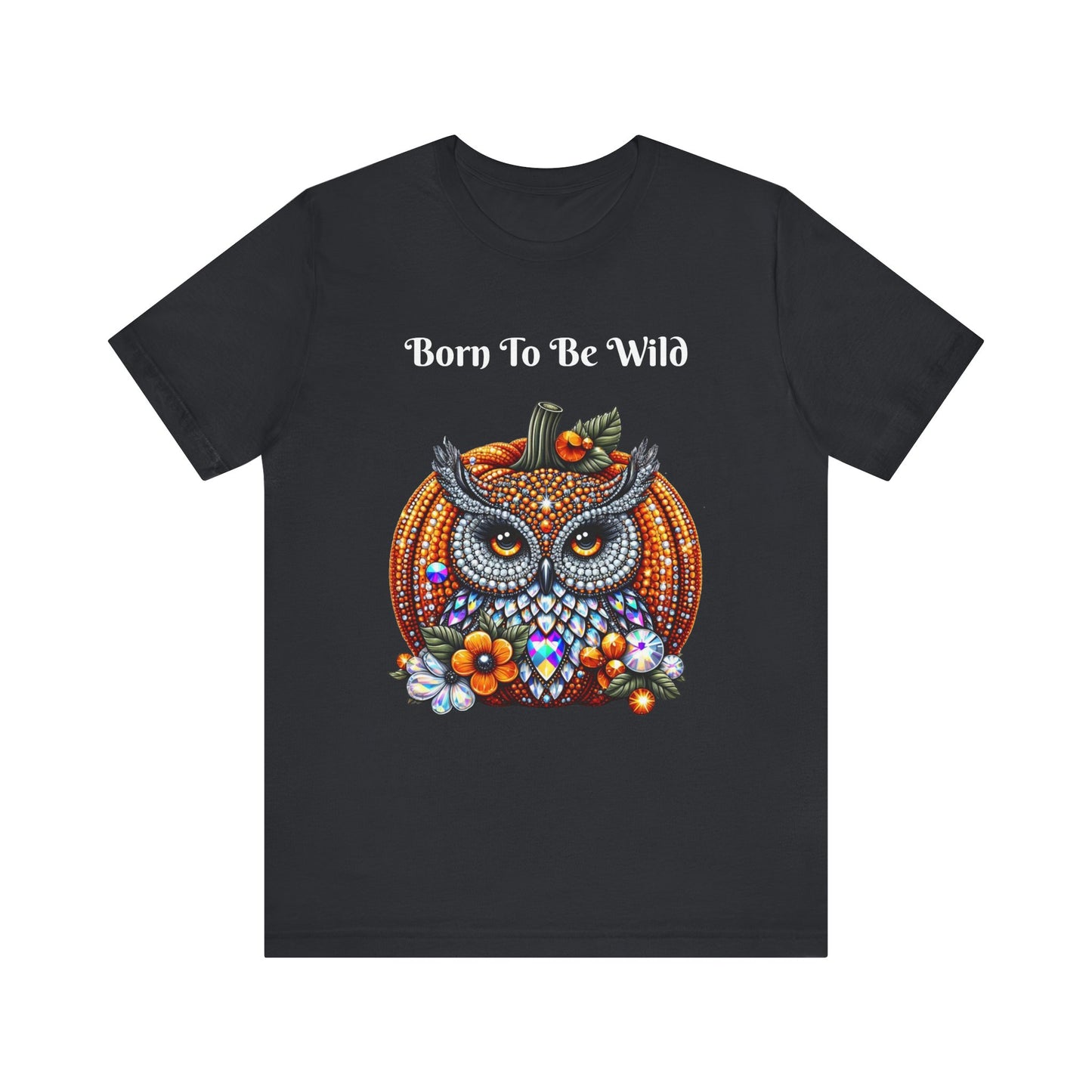 Born To Be Wild Disco Ball Pumpkin & Owl Halloween Unisex Short Sleeve Tee