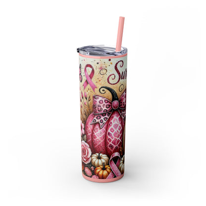 Breast Cancer Survivor Skinny Tumbler with Straw, 20oz