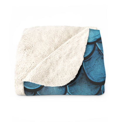 Dragon Scales Blue Dream Sherpa Fleece Blanket Throw