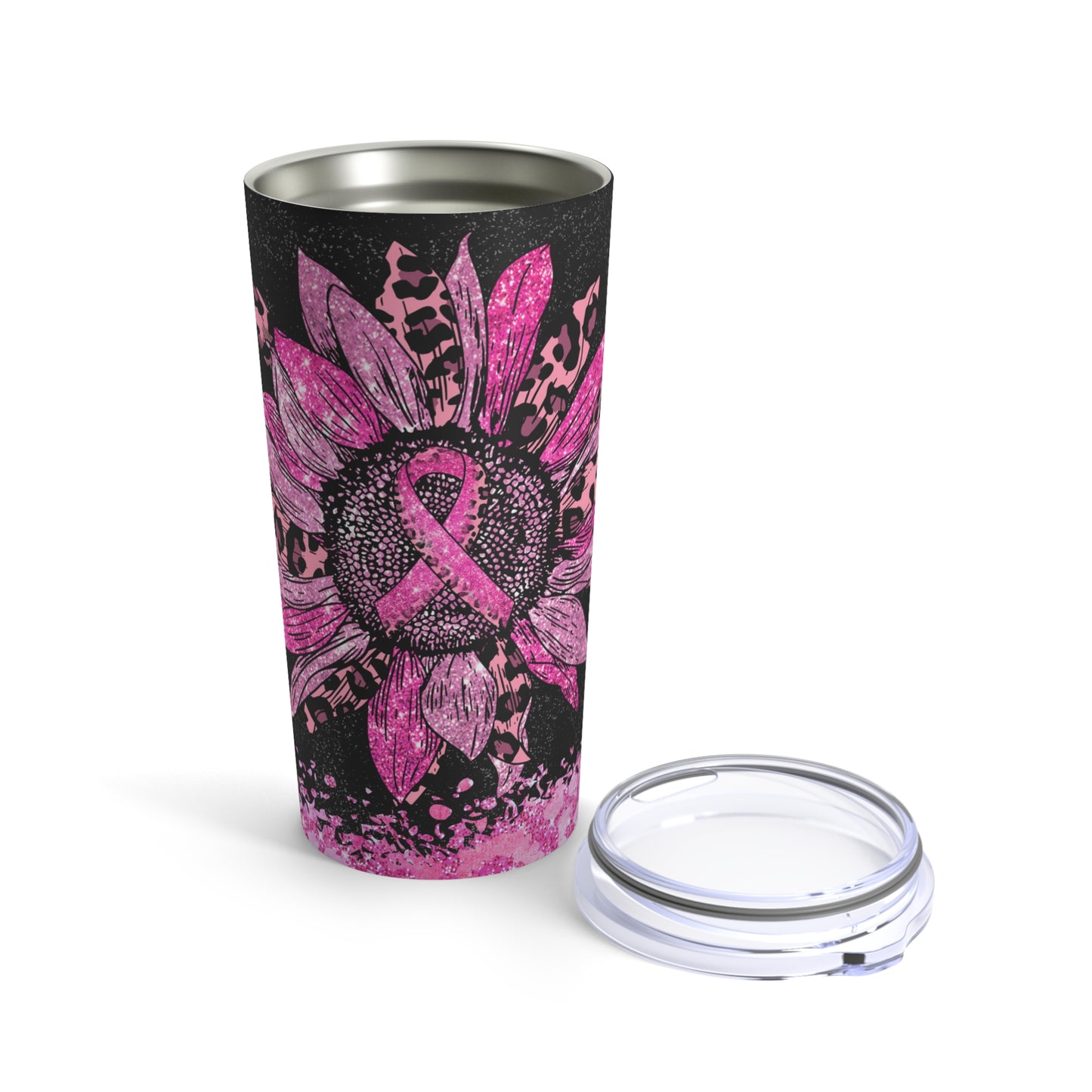 Exotic Sunflower Pink Ribbon Breast Cancer Awareness Tumbler 20oz