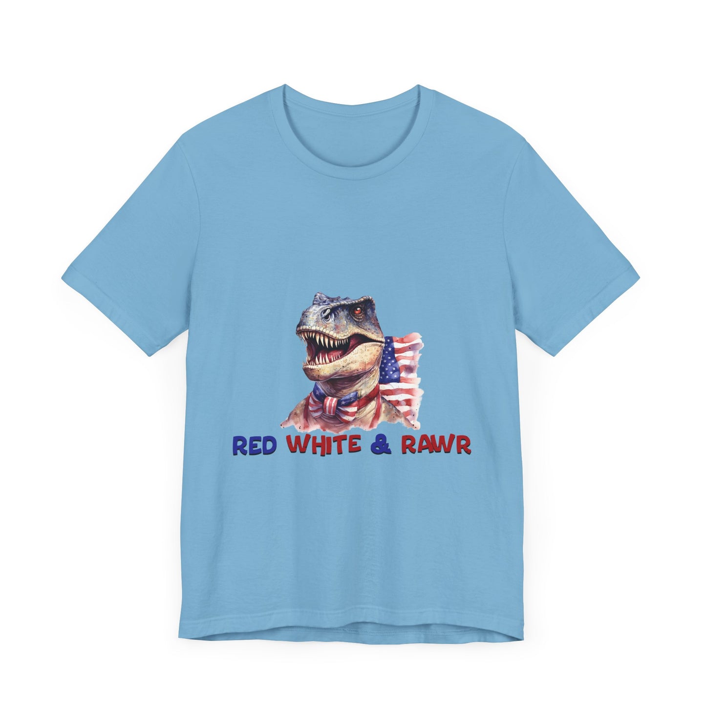 Red White and Rawr Dinosaur Streetwear Unisex Short Sleeve Tee