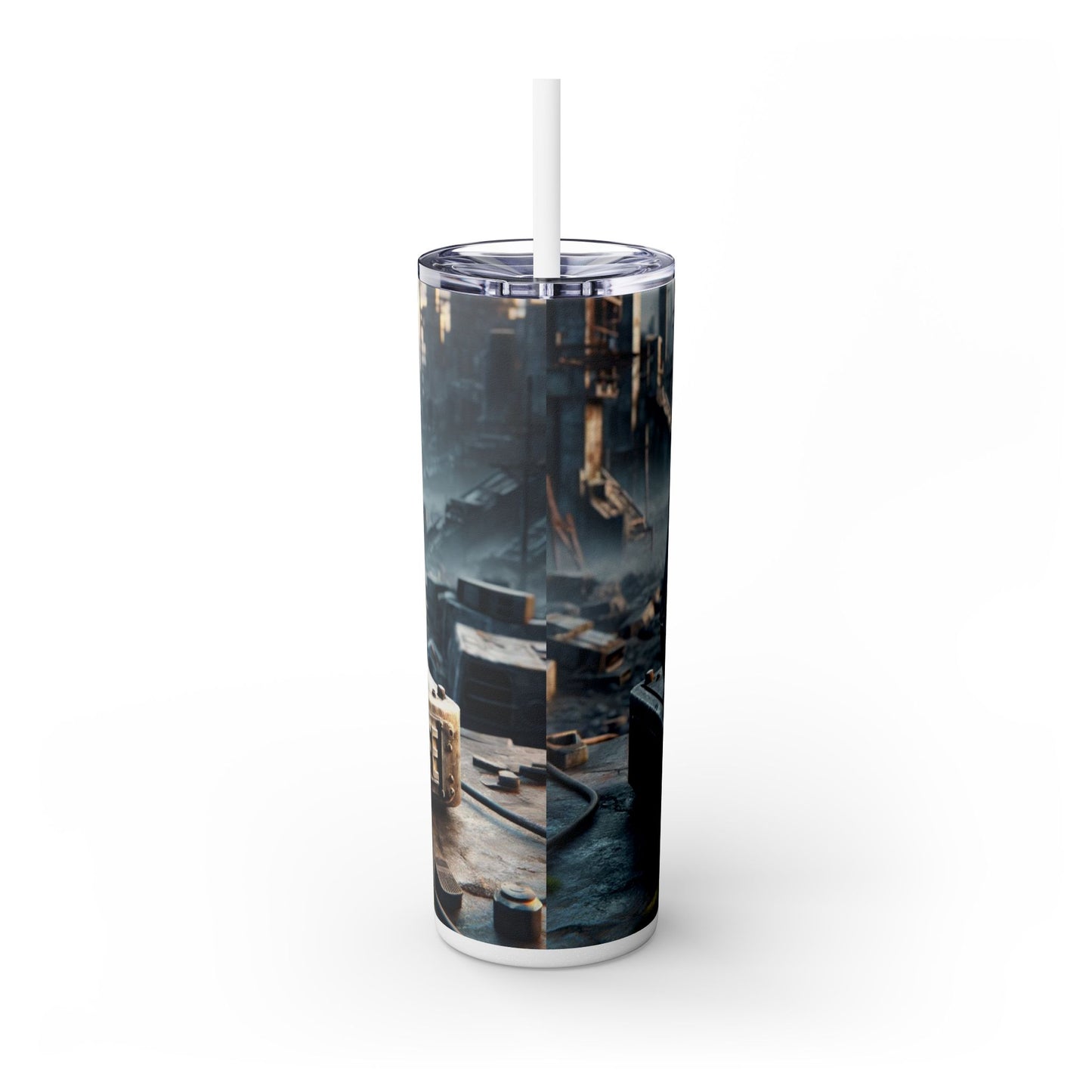 Apocalyptic Gamers Life Skinny Tumbler with Straw, 20oz