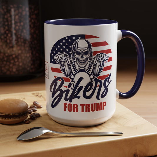 Bikers For Trump with Punisher Big 15 oz Coffee Mug