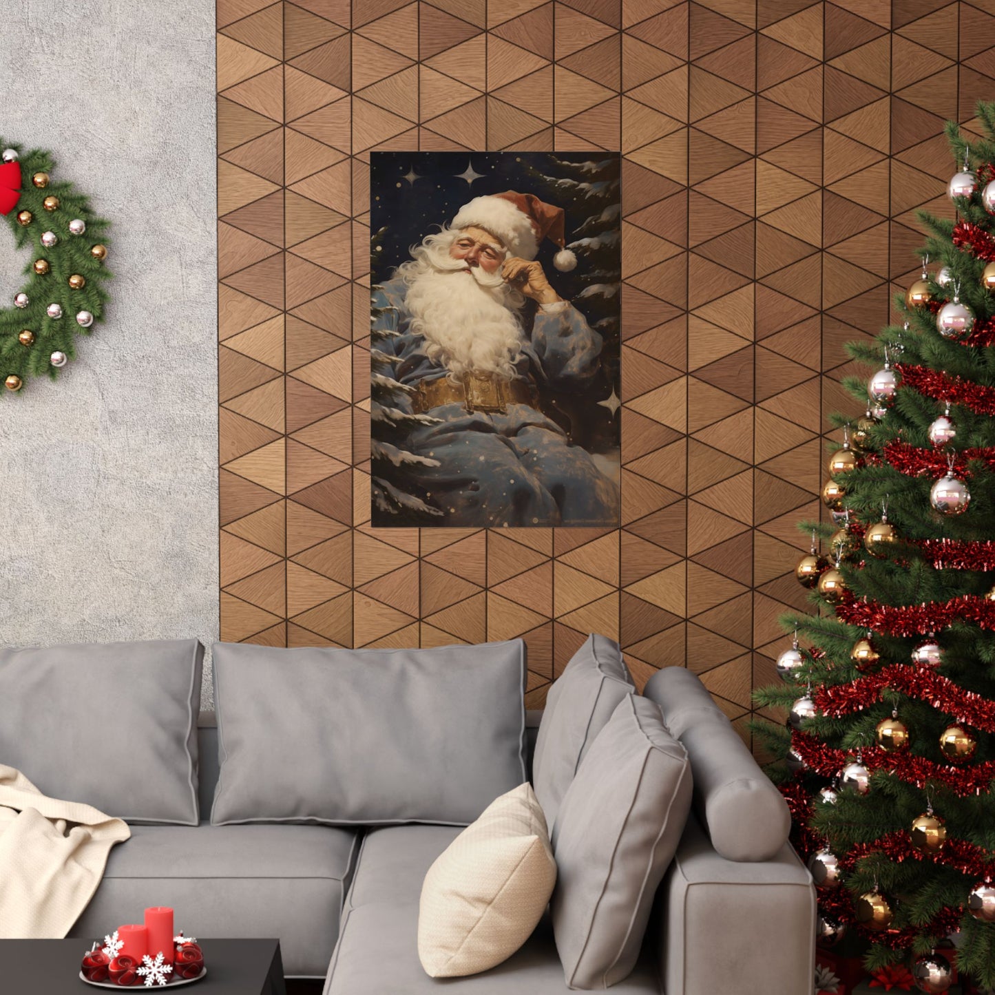 Thoughtful Santa Christmas Poster Wall Art in 3 Sizes