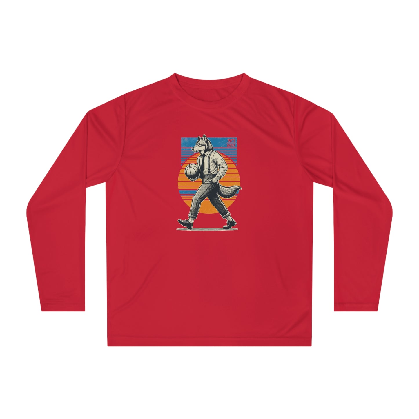 Wolfman Playing Basketball Performance Moisture Wicking Long Sleeve Shirt