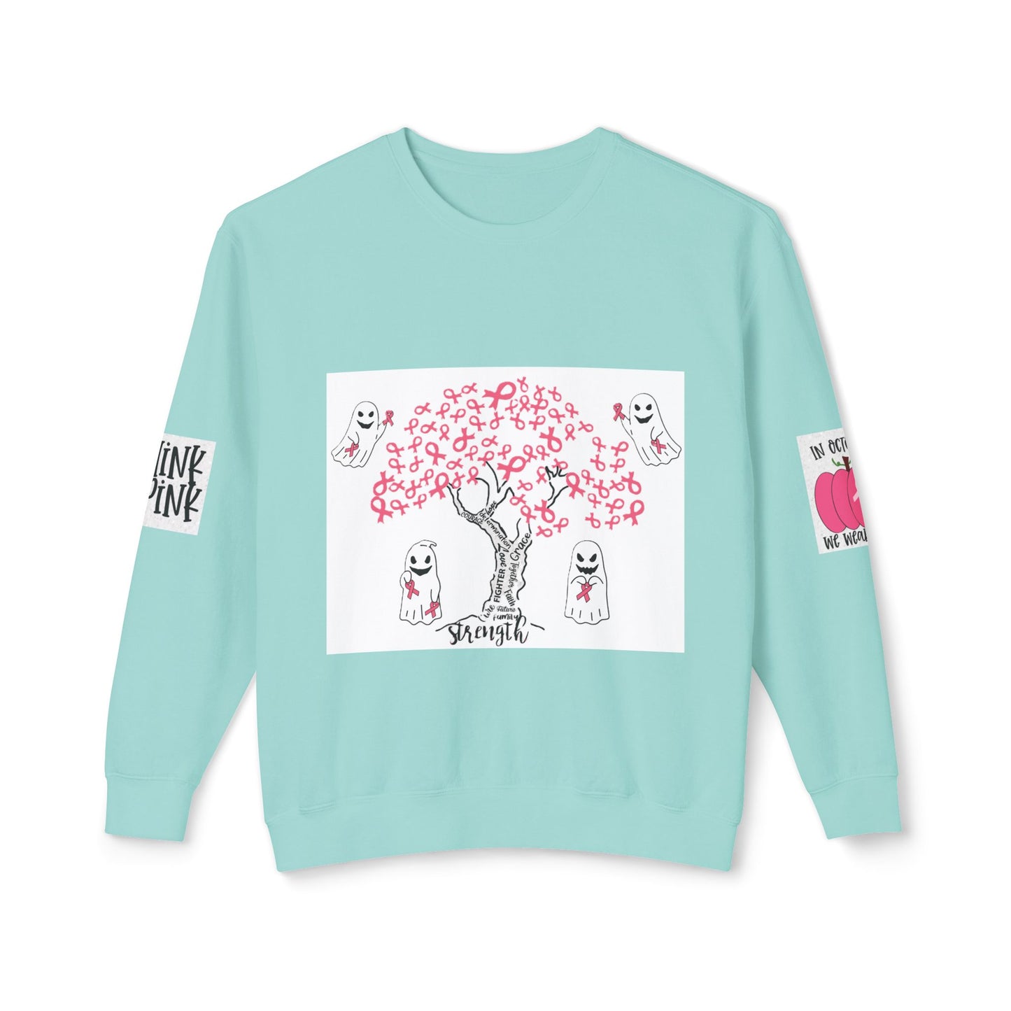 Tree of Pink Ribbons Breast Cancer Awareness Lightweight Crewneck Sweatshirt