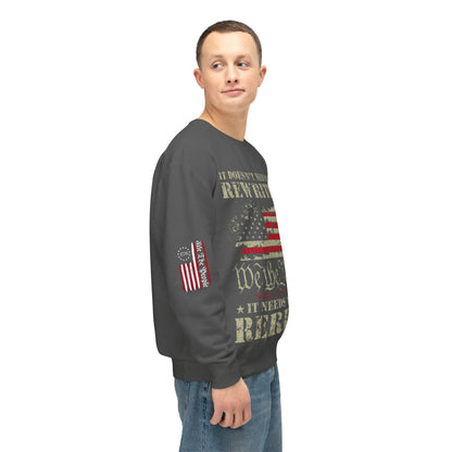 We The People Two-Sided Plus Sleeve Prints Unisex Lightweight Crewneck Sweatshirt