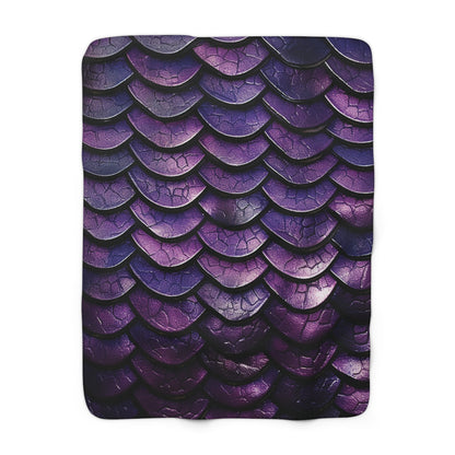 Deep Purple Dragon Scales Sherpa Fleece Blanket Throw