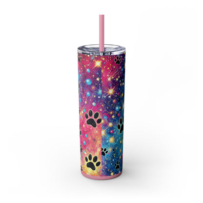 Animal Lover Paw Prints Theme Skinny Tumbler with Straw, 20oz