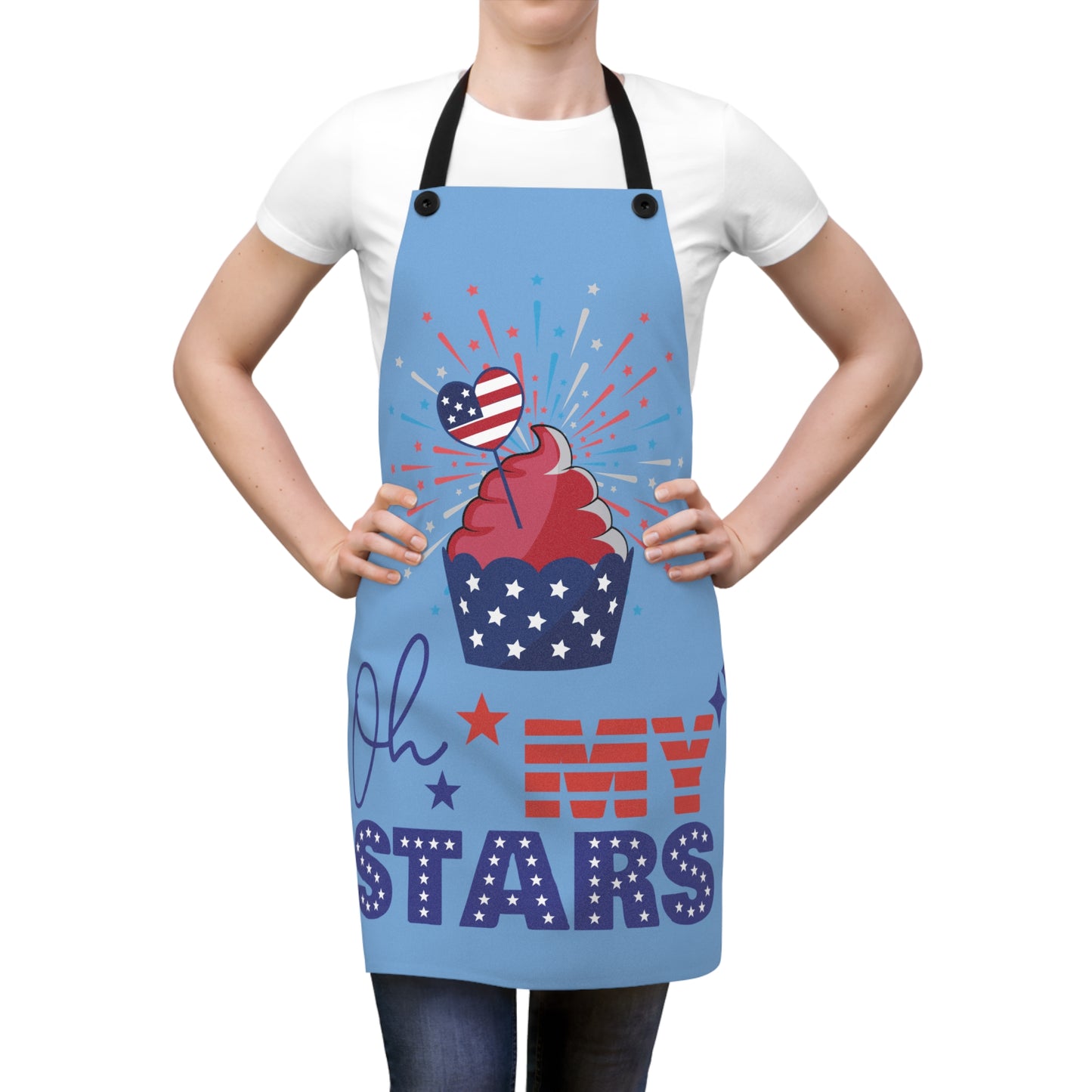 Cupcake Sparkler Oh My Stars USA Patriotic Apron