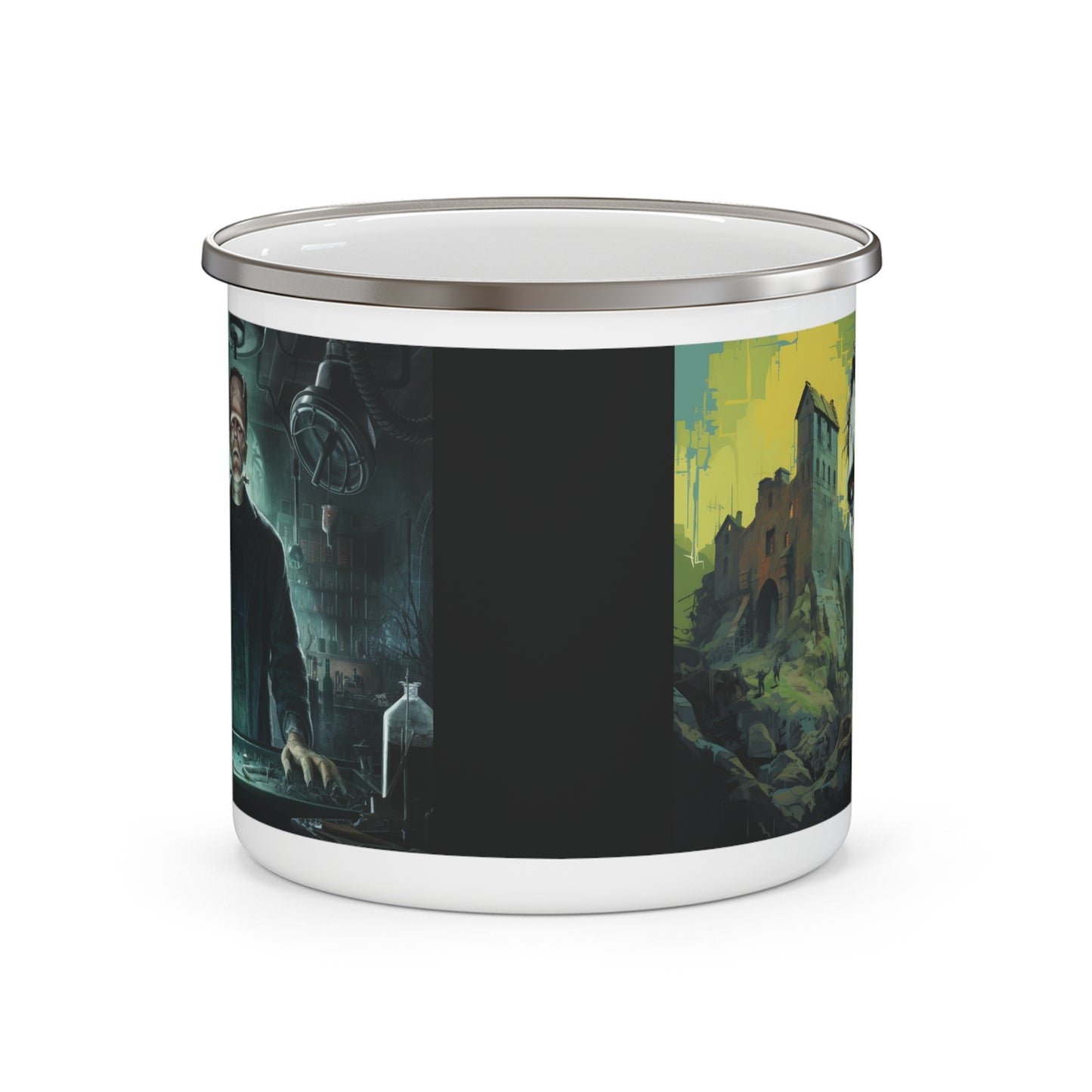 Spooky Frankenstein Theme Halloween Enamel Camping Mug