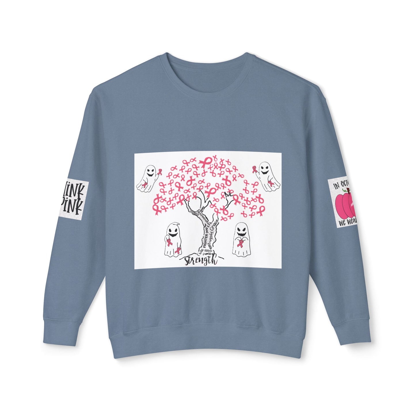 Tree of Pink Ribbons Breast Cancer Awareness Lightweight Crewneck Sweatshirt