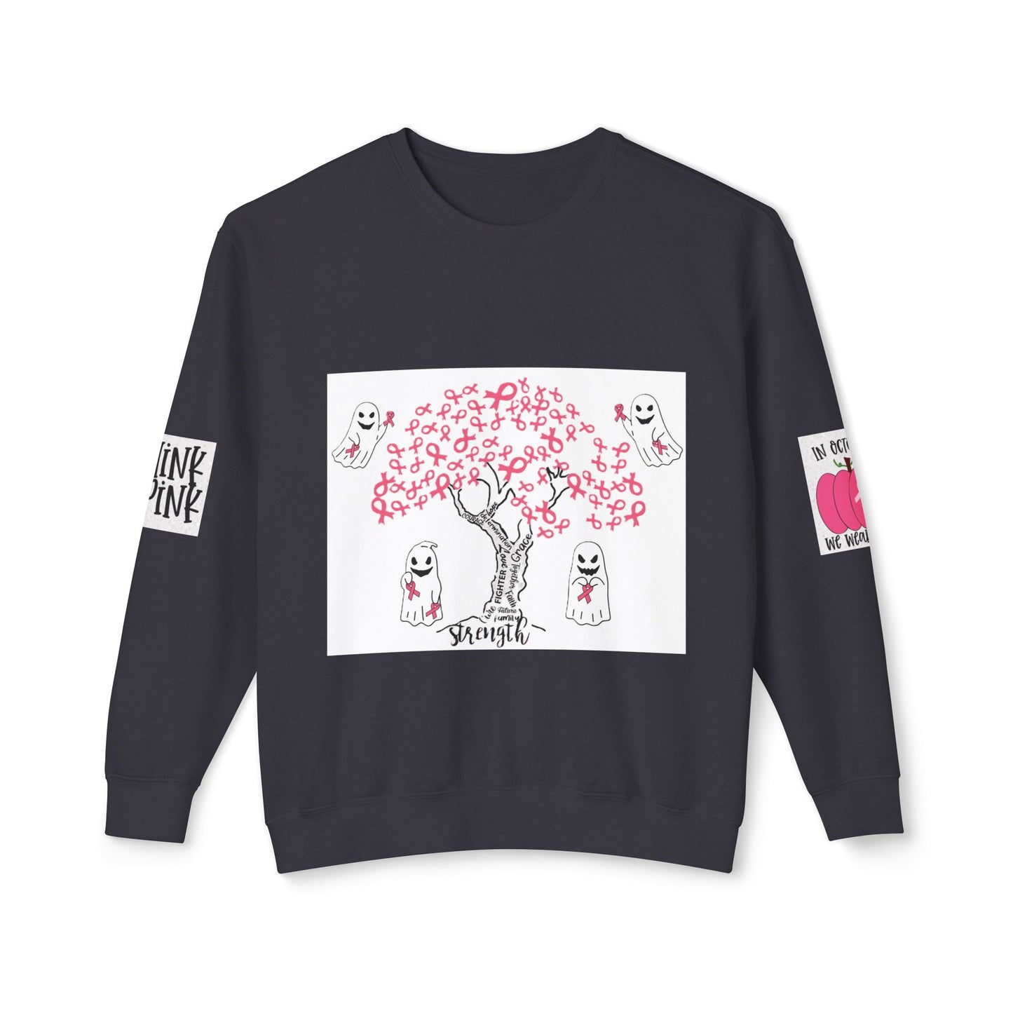 Tree of Pink Ribbons Breast Cancer Awareness Lightweight Crewneck Sweatshirt