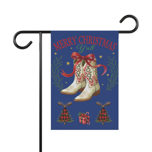 Western Merry Christmas Cowgirl Boots Outdoor Banner Flag