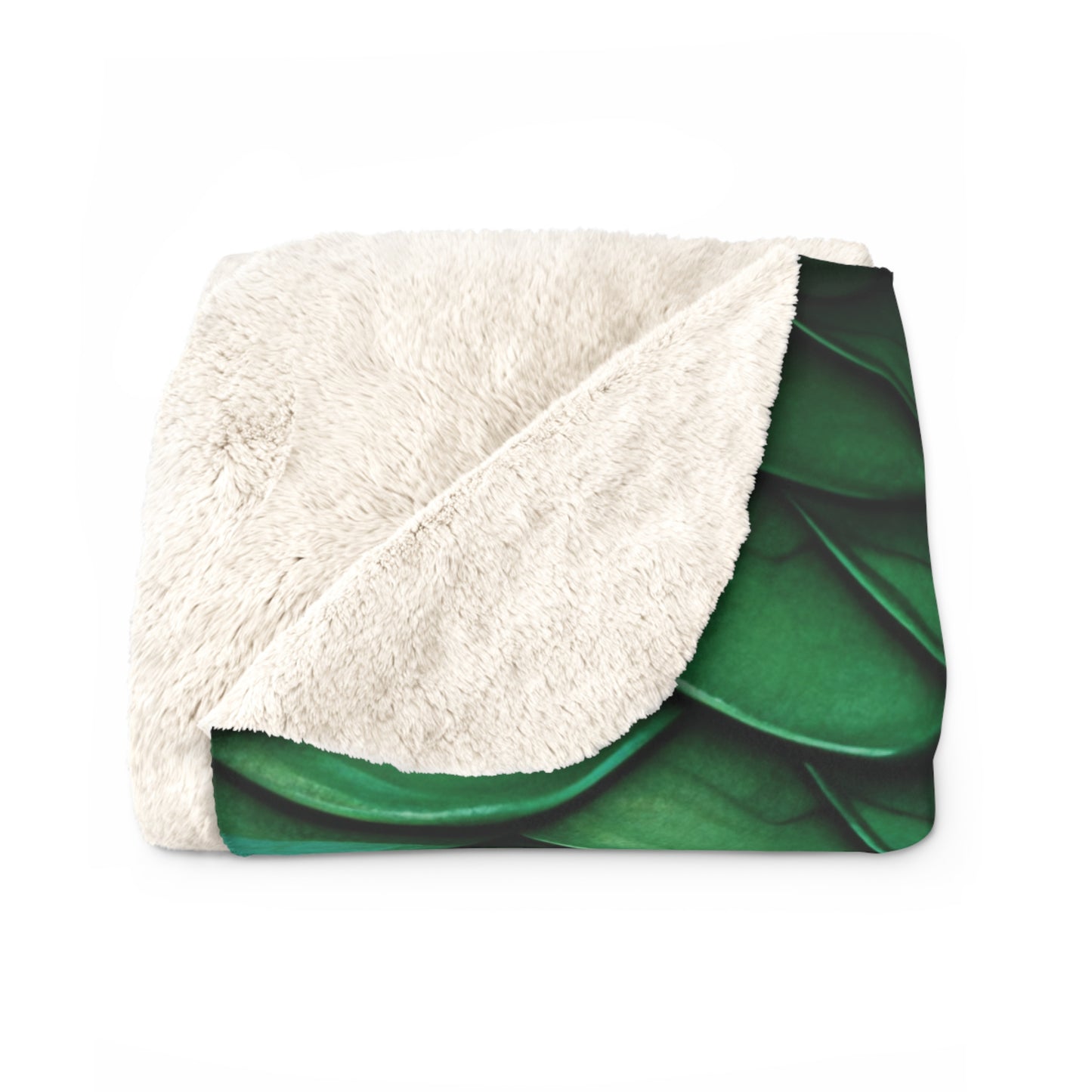 Dragon Scales Shades of Green Sherpa Fleece Blanket Throw