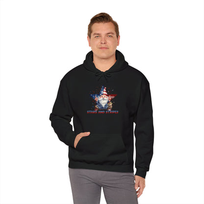 Patriotic Stars & Stripes Friendly Gnome Unisex Hooded Sweatshirt