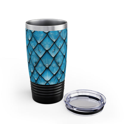 Turquoise Dragon Scales Ringneck Tumbler, 20oz