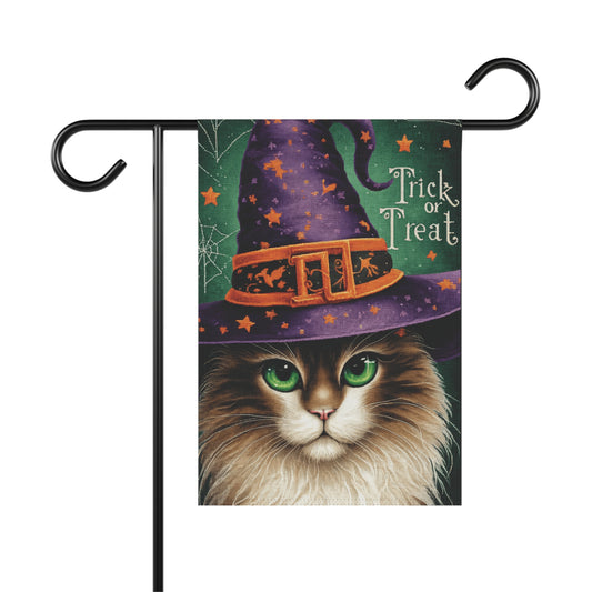 Long Hair Kitty Cat Ready For Treats Halloween Garden & House Banner