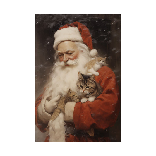 Santa's Cozy Companions Christmas Poster Wall Art in 3 Sizes