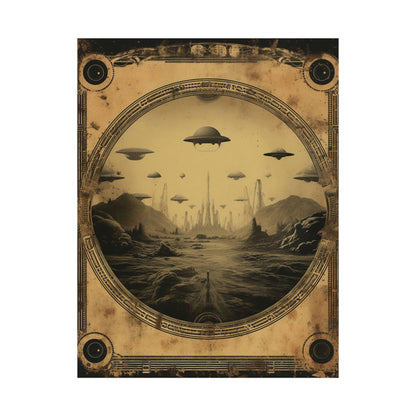 Alien Invasion: A Cosmic Landscape Blueprint Poster Wall Art in 3 Sizes