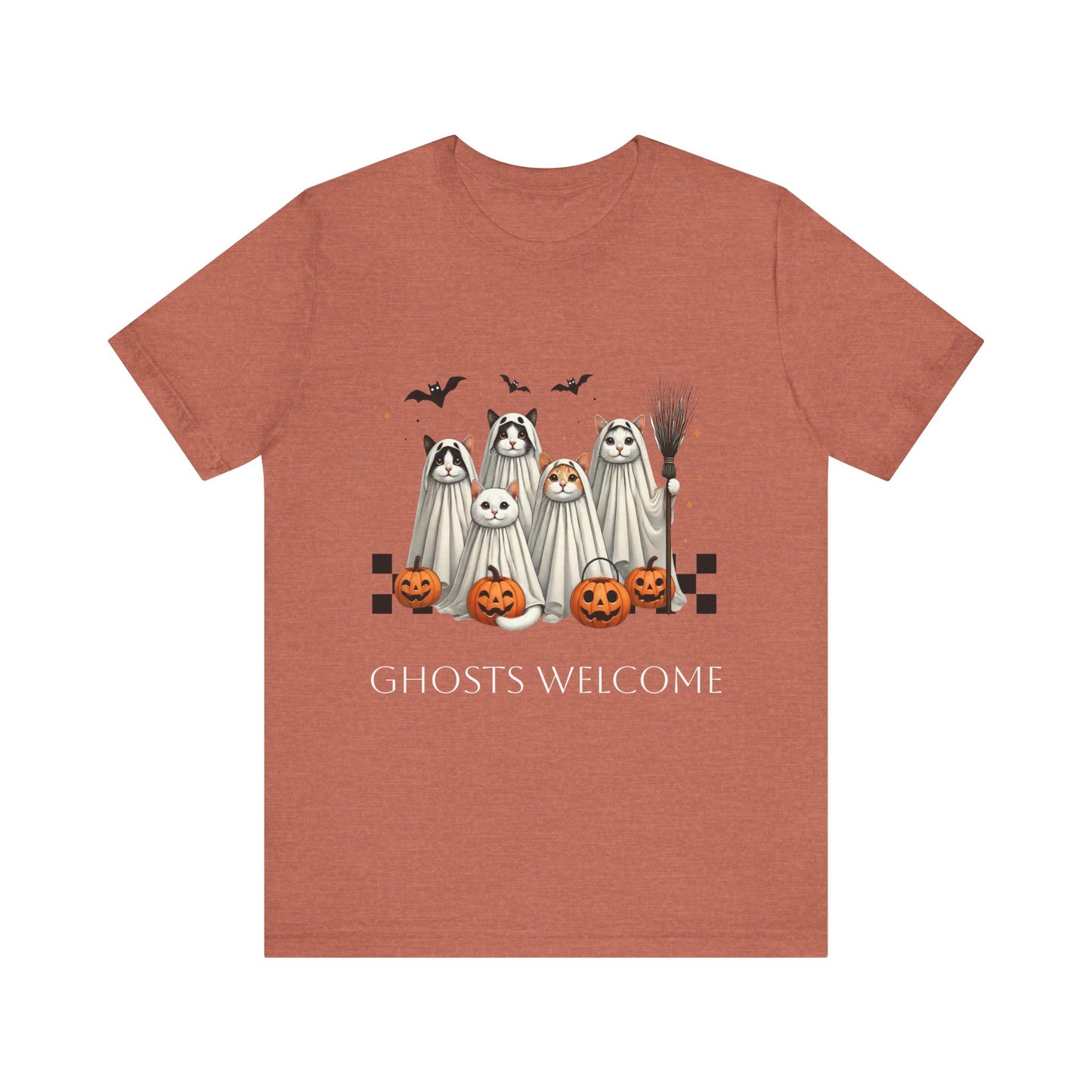 Ghost Cats Halloween Unisex Short Sleeve Tee