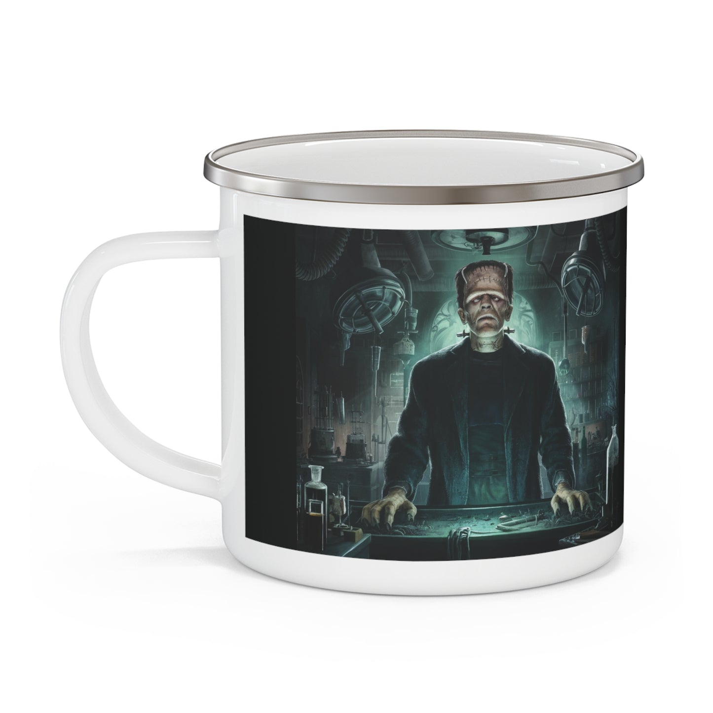 Spooky Frankenstein Theme Halloween Enamel Camping Mug