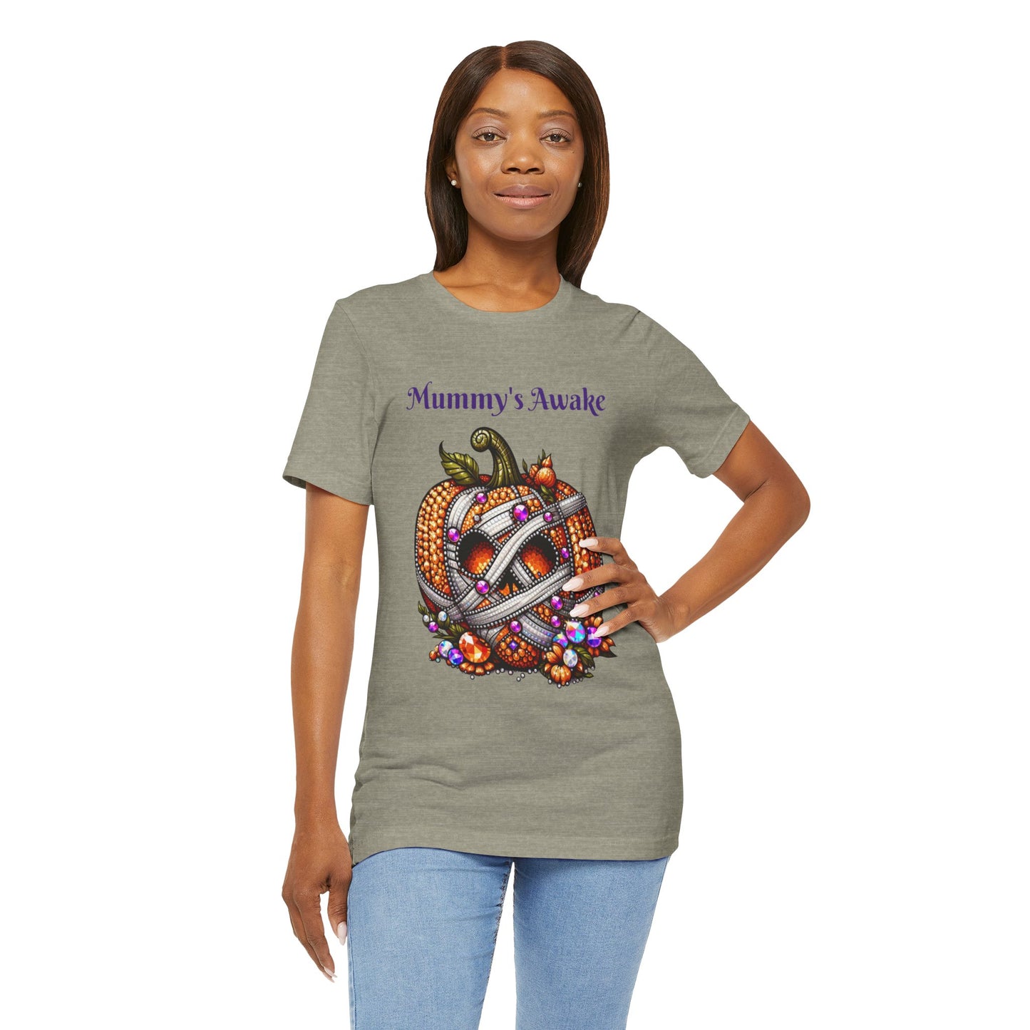 Mummy's Awake Disco Ball Pumpkin Halloween Unisex Short Sleeve Tee